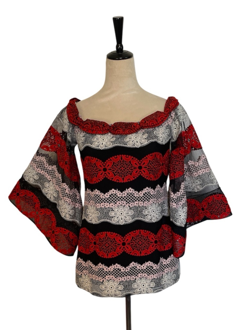 Julian Chang Lace Embroidered Top